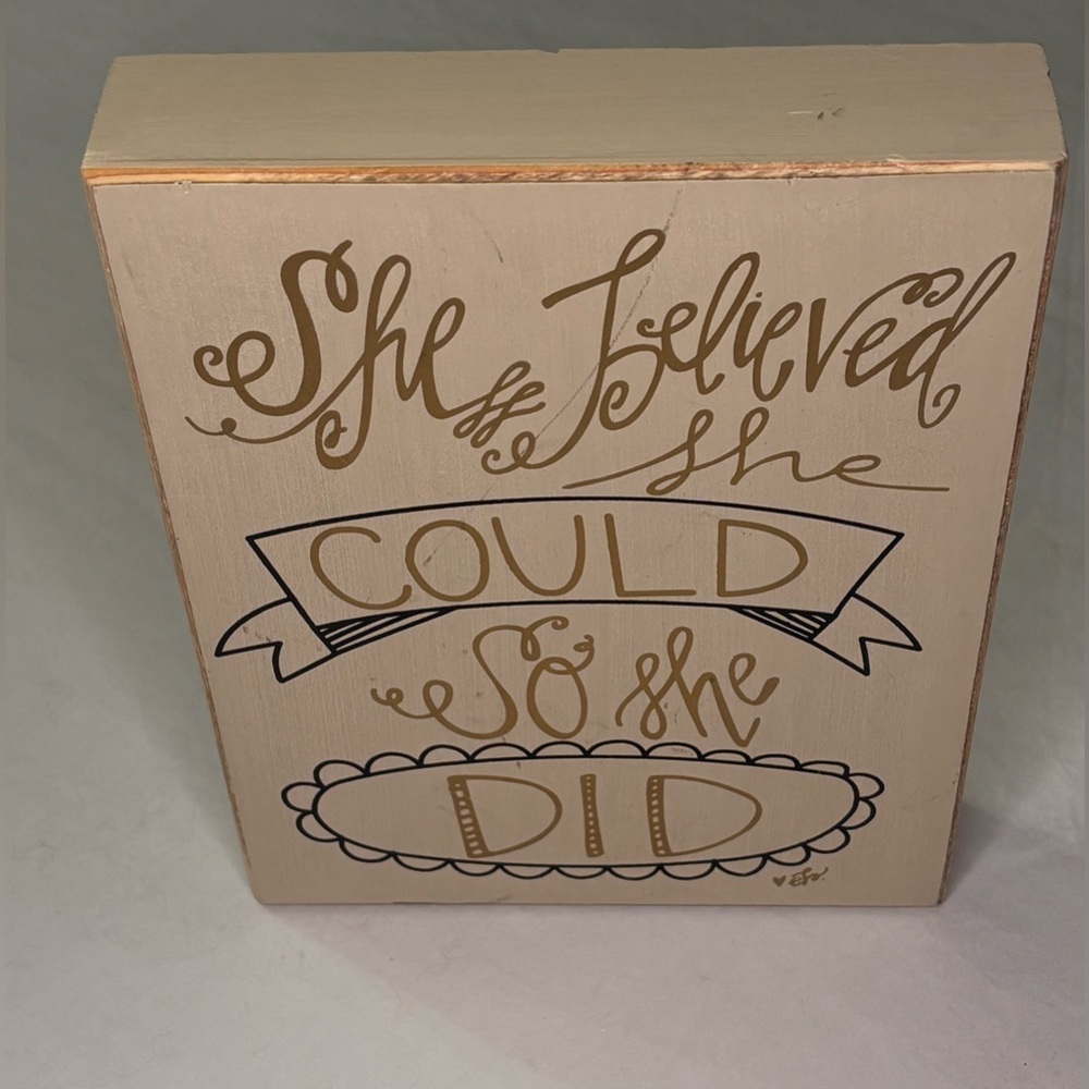 Inspirational Wooden Plaque with Gold and Black Text - Picture 2 of 6